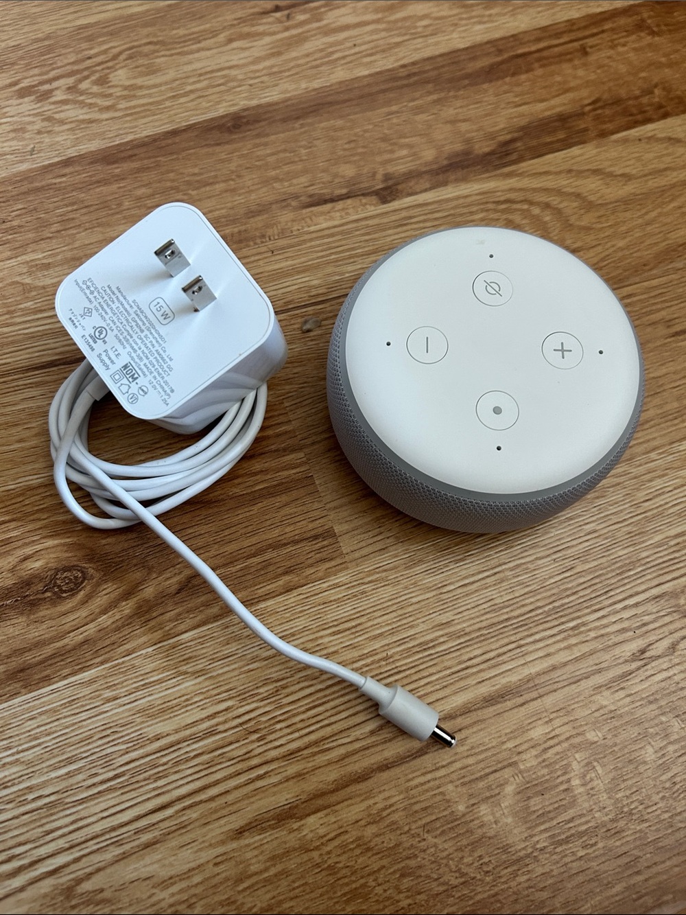 Amazon Smart Speaker with Power Adapter - White and Light Gray